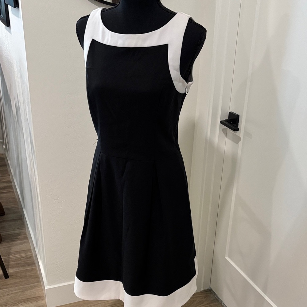 Elegant Black and White Sleeveless Dress